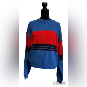 Vintage wrangler knit sweater red blue black purple XLarge acrylic